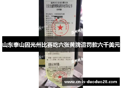 山东泰山因光州比赛吃六张黄牌遭罚款六千美元 山东泰山因光州比赛吃六张黄牌遭罚款六千美元